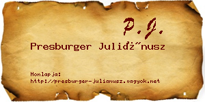 Presburger Juliánusz névjegykártya